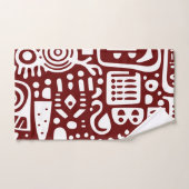 ダーク赤と白ドードル4 バスタオルセット (ハンドタオル)