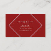 ダーク赤と白ミニマリスト幾何学モノグラム 名刺 (裏面)