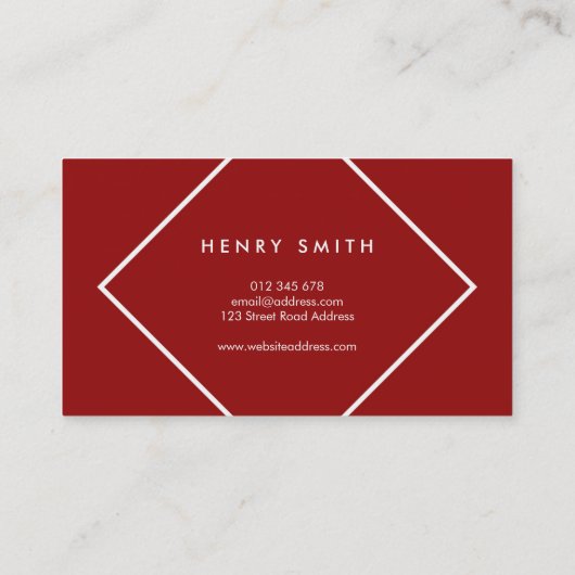 ダーク赤と白ミニマリスト幾何学モノグラム 名刺 (裏面)