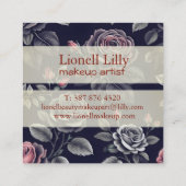 ダーク赤面バラフローラアートデザイン スクエア名刺 (裏面)