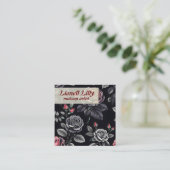 ダーク赤面バラフローラアートデザイン スクエア名刺 (スタンド正面)