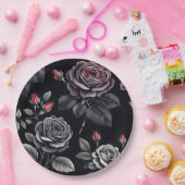 ダーク赤面バラフローラアートデザイン ペーパープレート (パーティー)