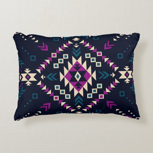 ダーク部族ナバホ、ヴィンテージ幾何学的。 アクセントクッション (正面)