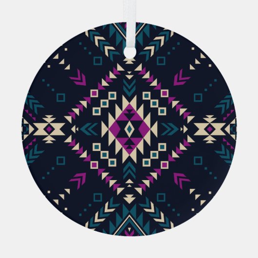 ダーク部族ナバホ、ヴィンテージ幾何学的。 ガラスオーナメント (裏面)