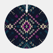 ダーク部族ナバホ、ヴィンテージ幾何学的。 ガラスオーナメント (裏面)
