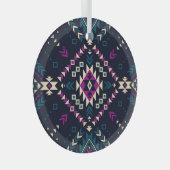 ダーク部族ナバホ、ヴィンテージ幾何学的。 ガラスオーナメント (正面右)