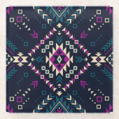 ダーク部族ナバホ、ヴィンテージ幾何学的。 ガラスコースター (正面)