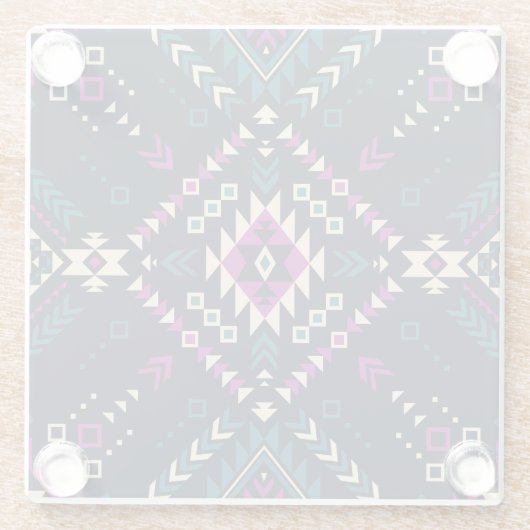 ダーク部族ナバホ、ヴィンテージ幾何学的。 ガラスコースター (裏面)