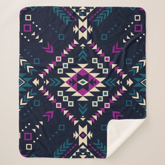 ダーク部族ナバホ、ヴィンテージ幾何学的。 シェルパブランケット (正面)