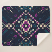 ダーク部族ナバホ、ヴィンテージ幾何学的。 シェルパブランケット (正面(横))