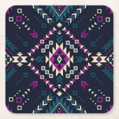 ダーク部族ナバホ、ヴィンテージ幾何学的。 スクエアペーパーコースター (正面)