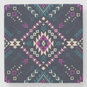 ダーク部族ナバホ、ヴィンテージ幾何学的。 ストーンコースター (正面)