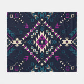 ダーク部族ナバホ、ヴィンテージ幾何学的。 フリースブランケット (正面(横))