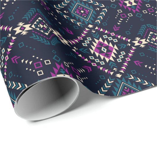 ダーク部族ナバホ、ヴィンテージ幾何学的。 ラッピングペーパー (ロールコーナー)