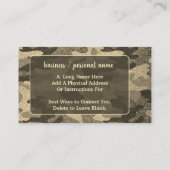 ダーク金ゴールドグリッターカモフラージモノグラムアウトドリーイ 名刺 (裏面)