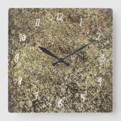 ダーク金ゴールドグリッタークラックルシモダンックグラムスパークル スクエア壁時計 (正面)