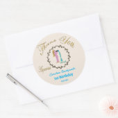 ダーク金ゴールドフローラエンボスアクエリアス〔占星術の〕十二宮図 ラウンドシール (封筒)