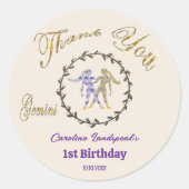 ダーク金ゴールドフローラエンボスジェミニ〔占星術の〕十二宮図 ラウンドシール (正面)