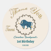 ダーク金ゴールドフローラエンボスタウロス〔占星術の〕十二宮図 ラウンドシール (正面)