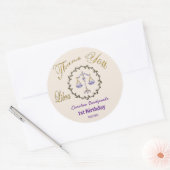 ダーク金ゴールドフローラエンボスリブラ〔占星術の〕十二宮図 ラウンドシール (封筒)