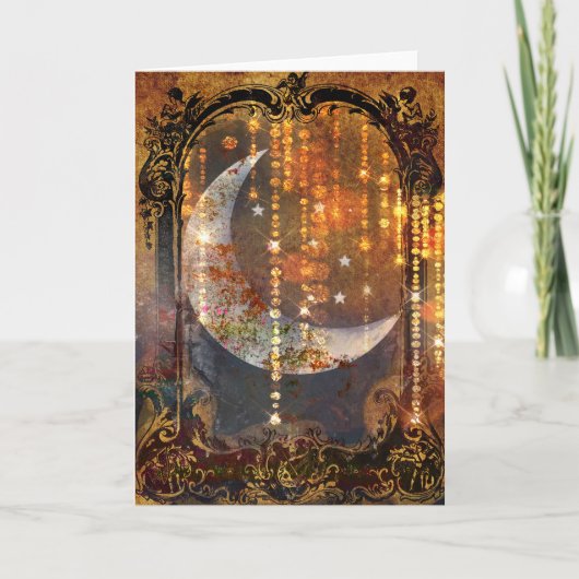 ダーク金ゴールド神秘的三日月の結晶 カード (正面)