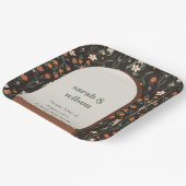 ダーク錆オレンジグルーヴィレトロアーチフローラ結婚ズ ペーパープレート (傾斜あり)