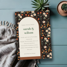 ダーク錆オレンジグルーヴィレトロアーチフローラ結婚ズ