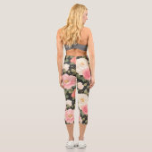 ダーク開花セレニット開花ピンクローズロマンチック カプリレギンス (裏面)