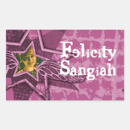 ダーク10代のピンクidラベルのシール 長方形シール (正面)