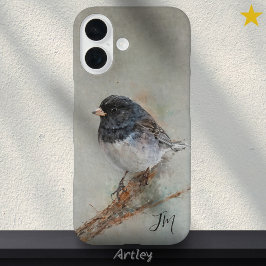ダーク・アイド・ユンコ絵を描・バードイニシャル名前をカスタムする iPhone 16ケース