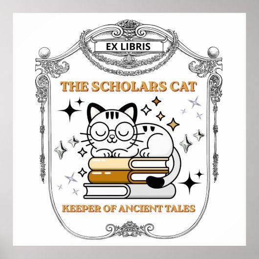ダーク・アカデミアの学者猫 ポスター (正面)