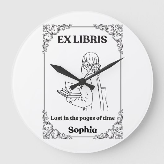 ダーク・アカデミア Ex Libris オリジナル リーディングジャーナル ラージ壁時計 (正面)