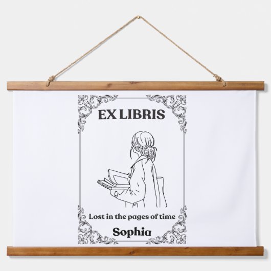 ダーク・アカデミア Ex Libris オリジナル リーディングジャーナル 吊り下げ型タペストリー (正面)