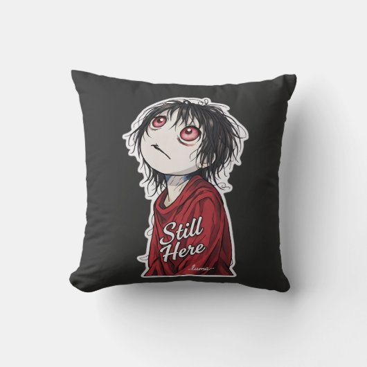 ダーク・アニメ "Still Here" 美学 ゴシックイラスト クッション (正面)