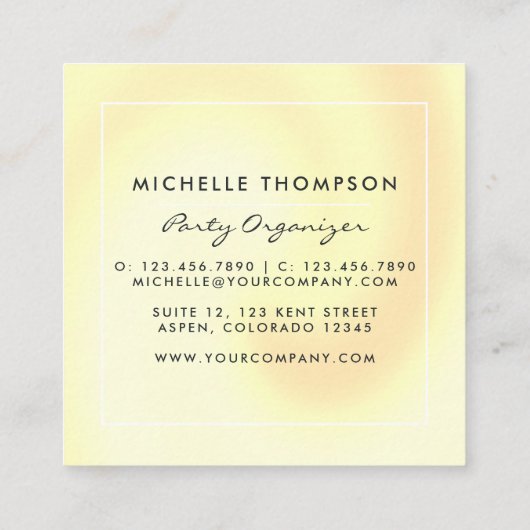 ダーク イリデセント バルーンズ イベント コーディネーター スクエア スクエア名刺 (裏面)