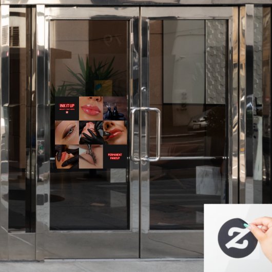 ダーク エステティック ビューティー パーマネント メイクアップ サロン ウィンドウサイン (オフィスドア)