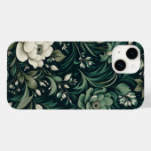 ダーク エメラルド グリーン フラワー Case-Mate iPhoneケース (裏面 (横))