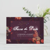 ダーク エレガント バーガンディー ムーディー フラワル セーブザデート (スタンド正面)