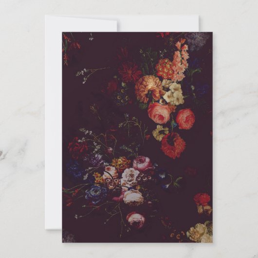 ダーク エレガント バーガンディー ムーディー フラワーズ ウェディング 招待状 (裏面)