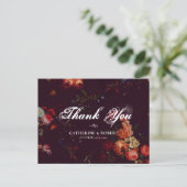 ダーク エレガント バーガンディ ムーディー フローラル ポストカード (スタンド正面)