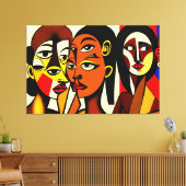 ダーク・エンジェルス、キュービスト・アート キャンバスプリント (インサイチュ (リビング))