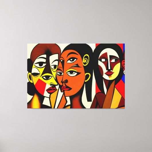 ダーク・エンジェルス、キュービスト・アート キャンバスプリント (正面)