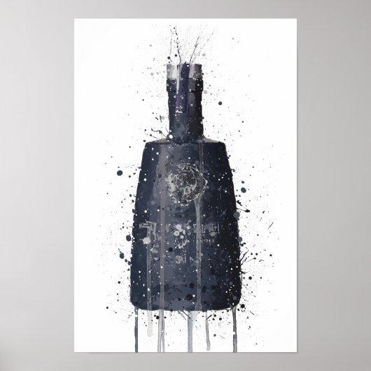 ダーク・グラナイト Gin Bottleウォールアートプリント ポスター (正面)