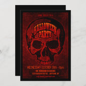 ダーク グランジ スカル ハロウィンパーティー 招待状 (正面/裏面)
