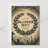 ダーク ゴシック ヴィクトリアン ヴィンテージ リース ハロウィン 招待状 (正面)