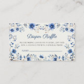 ダーク&ダスティブルーワイルドフラワーズおむつラッフルチケット エンクロージャーカード (正面)