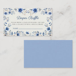 ダーク&ダスティブルーワイルドフラワーズおむつラッフルチケット エンクロージャーカード