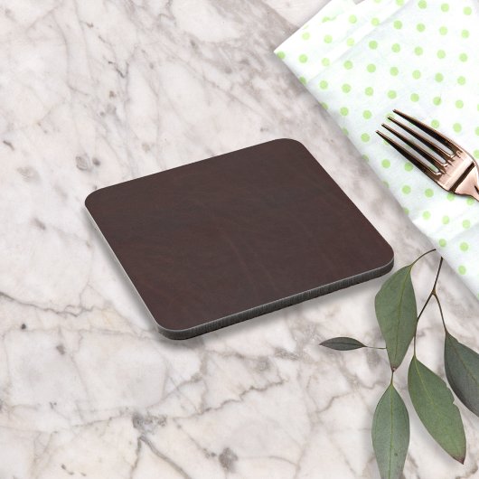 ダーク チェストナット ブラウンのフェイク レザー コースター