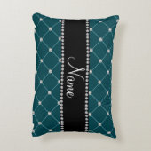 ダーク·ティール(緑がかった色)·タフト·ダイヤモンドと名付ける アクセントクッション (裏面(縦))