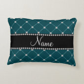 ダーク·ティール(緑がかった色)·タフト·ダイヤモンドと名付ける アクセントクッション (裏面)